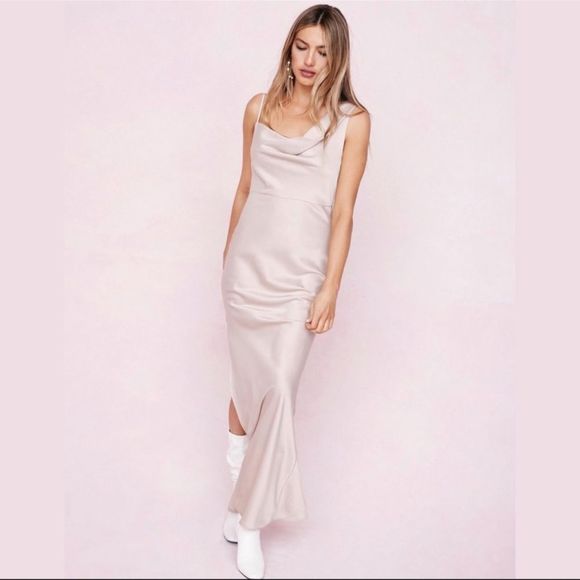 Nasty Gal Hot Pink One Shoulder Cowl Neck Satin Maxi Dress - Picture 9 of 9